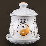 China Bagua ceramic tea cup and saucer with lid Taiji tea mugs without handle