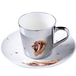 Custom mirror ceramic coffee mug and saucer Reflection tea mugs with silvery outside