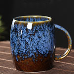 Wholesale 500ml kiln glazed ceramic beer mugs blue coffee mugs with logo factory