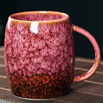 Cheap 17oz kiln glazed ceramic beer mugs Red color milk mugs with logo