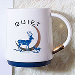 Manufacturers 12oz quiet jar white ceramic coffee mugs with copper clad handle