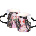 Custom guimie comic color changing mugs with heart shape handle magic sublimation mugs manufacturers