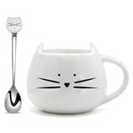 Wholesale plain white cat face ceramic mugs funny cartoon ceramic coffee cups with logo