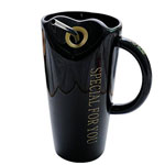 Stoneware 480ml plain black horn shape ceramic mugs with straw and logo girl coffee cups