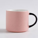 Custom european pink sesame mugs speckle ceramic coffee mugs with black handle