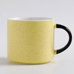 Custom european yellow sesame mugs speckle ceramic breakfast mugs