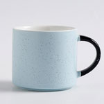 Suppliers nordic blue ink dot mugs speckle ceramic breakfast mugs with black handle