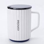 Custom concise relief ceramic mugs with lid and logo nordic porcelain coffee mugs manufacturers