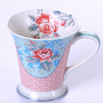 Wholesale porcelain nordic ceramic tea mugs with rose in glaze painted coffee mugs factory