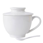 Custom plain white ceramic oat mugs with lid and spoon 16oz ceramic milk mugs