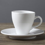 Cheap plain white ceramic coffee mug and saucer 6590 bulk 80ml horn tea cups suppliers