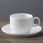 Cheap plain white ceramic coffee mugs and saucer 12 Stripe 180ml tea cups suppliers