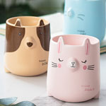 Custom 3D embossed ceramic mugs with ears Animal kids ceramic cups manufacturers