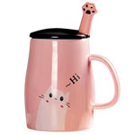 Manufacturers pink ceramic milk mugs with lid spoon cartoon cute girl coffee mugs
