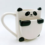 Wholesale panda shape biscuit ceramic mugs White breakfast cups manufacturers