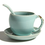 Manufacturers celadon jar shape ceramic mugs and saucer Stoneware color glazed coffee cups