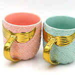 Wholesale mermaid ceramic mugs with tail handle Pearl glaze coffee cups suppliers
