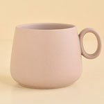 Custom matte ceramic mugs with ring handle Pink stoneware solid color ceramic coffee cups