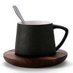 Wholesale matte plain black ceramic mugs with 7 shape handle coffee cups manufacturers