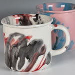 Wholesale enamel ceramic mugs with splashing logo Imitation enamel mugs china