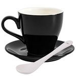 Custom nordic tea set black color glazed ceramic coffee cup and saucer suppliers