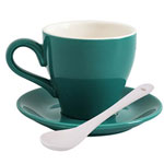 Suppliers nordic reusable cyan color glazed ceramic coffee cup and saucer china