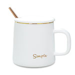 Custom simple plain white ceramic mugs with lid coffee mugs with golden rim