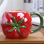 Custom color glazed mugs tomato shaped ceramic mugs for kids manufacturers