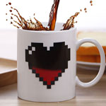 Custom color changing mugs with red heart sublimation magic coffee mugs manufacturers