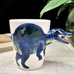 Wholesale cartoon 3D ceramic mugs dinosaur printed ceramic mug with tyrannosaurus handle