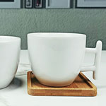 Stock plain white ceramic mugs with H shaped handle Coffee mugs with logo factory
