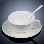 Stoneware retro 3D plain white ceramic coffee mugs and saucers china manufacturers