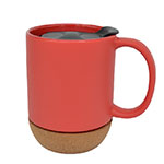 Custom red matte ceramic cork coffee mugs with lid manufacturer