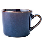 400ml blue wide mouth short reaction glazed stoneware coffee mugs