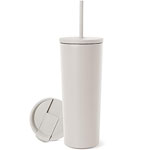 Customized round travel insulated stainless steel coffee mug with straw