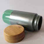 Custom double insulated travel ceramic coffee mug with bamboo lid
