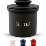Wholesale black round ceramic butter jar with lid Supplier