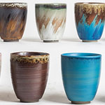 Custom handmade kiln-formed ceramic tea mugs without handle