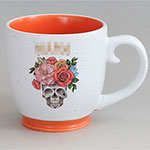 Customized 17oz white ink dot ceramic soup mug with logo factory