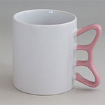Customized 18oz White Large Ceramic Coffee Mug with Butterfly Shaped Handle