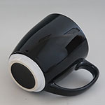 Customized wide mouth black body white base two-tone 11oz stoneware coffee mugs
