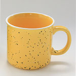 Customized yellow ink dot 15oz faux enamel stoneware coffee mug factory
