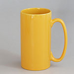Customized solid color glaze yellow skinny tall ceramic coffee mugs factory