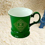 Green European bone porcelain black tea mugs