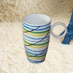 Tall personalized printed ceramic coffee mugs wiht ring handle